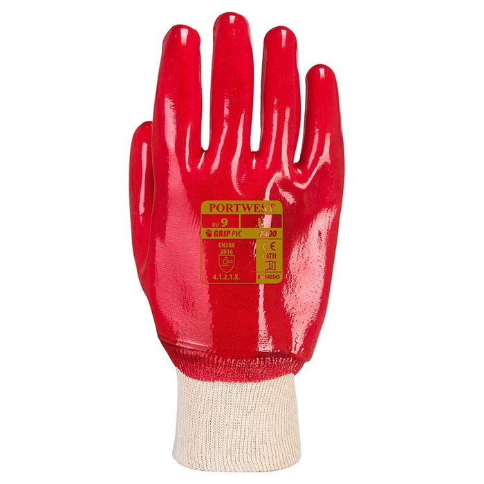 Portwest Pk12 Red Pvc Knitwrist Glove L X12 A400RERL