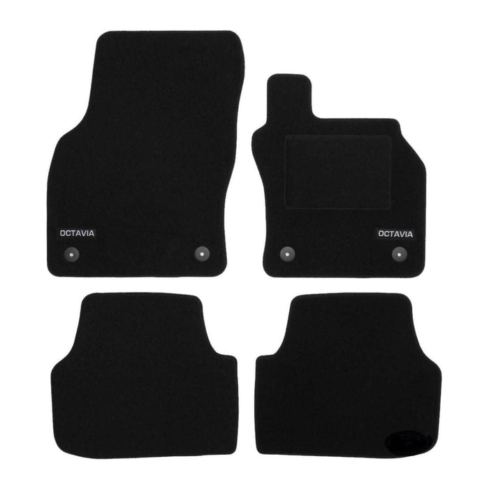 Tailored Logo Velour Carpet Floor Mats for Skoda Octavia MK3 2013-Up 4PCS UKB4C  - Dynamic Drive