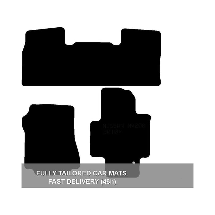 Fully Tailored Rubber Car Mats Fits Nissan Nv200 10> Set of 3 XL With 1 Clips UKB4C  - Dynamic Drive