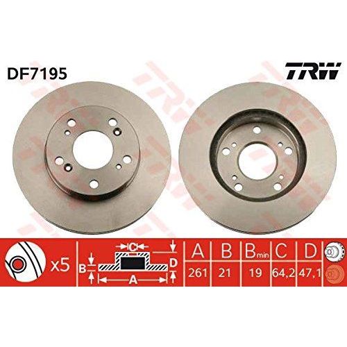 Genuine TRW Brake Disc (Pair) DF7195 TRW  - Dynamic Drive