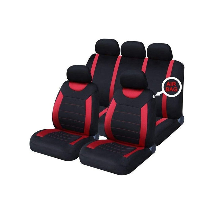 Red & Black Steering Wheel & Seat Cover set for Vauxhall Corsa Hatchback UKB4C  - Dynamic Drive