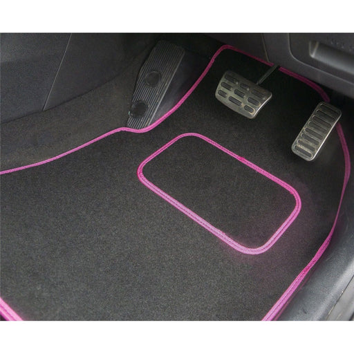 Tailored Pink Trim Carpet Mats fits for Mazda 2 15-18 + Clips 2015 2016 2017 2018 UKB4C  - Dynamic Drive