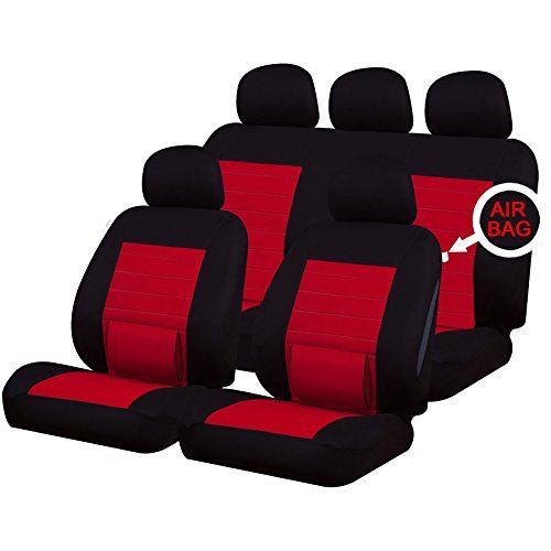 Lumbar Red Full Set Front & Rear Car Seat Covers for Seat Leon All Models UKB4C  - Dynamic Drive