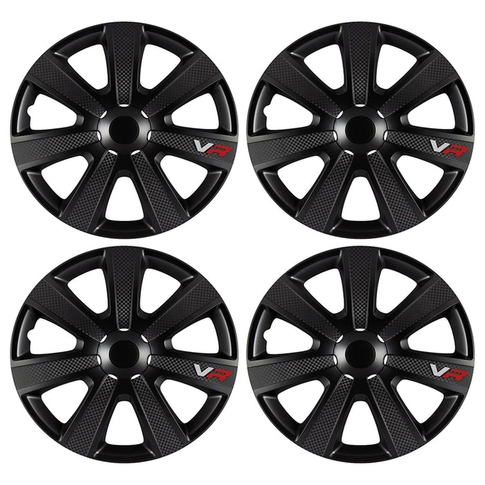 4 x Black VR Wheel Trims Hub Caps 14" fits Nissan Micra Almera Note Pixo Primera UKB4C  - Dynamic Drive