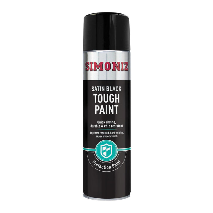 12 x Simoniz Large Tough Satin Black Aerosol Car Auto Spray Paint 500ml SIMONIZ  - Dynamic Drive