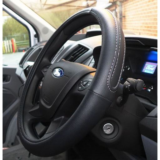 Black Steering Wheel Cover Soft Grip Leather Look for Fiesta 02-08 UKB4C  - Dynamic Drive