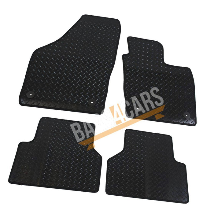 Blue Trim Tailored Black Rubber Car Mats for Audi Q3 11 ON Set of 4 With 4 Clips UKB4C  - Dynamic Drive