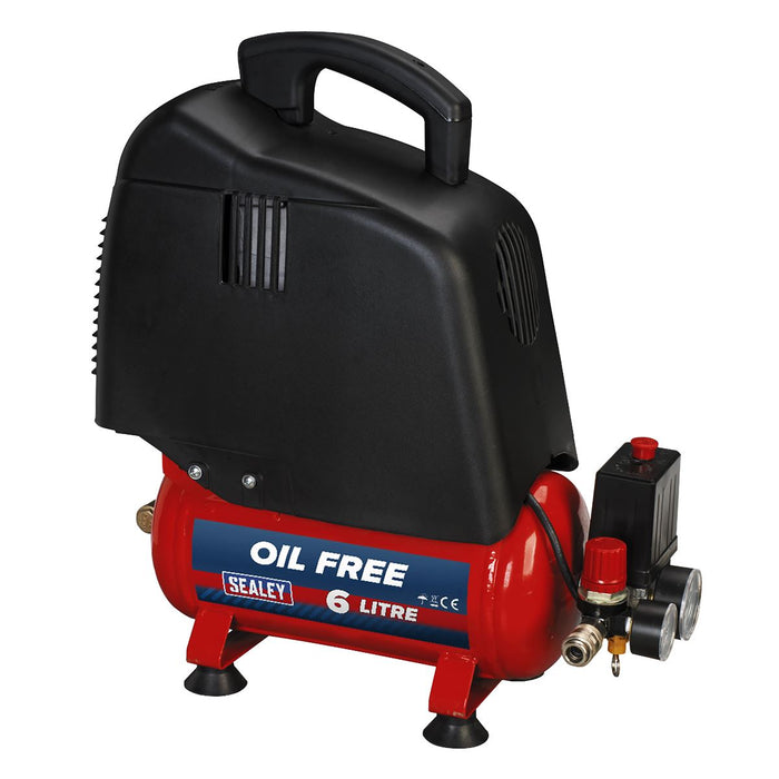 Sealey Air Compressor 6L Belt Drive 1.5hp Oil Free SAC00615 Sealey  - Dynamic Drive