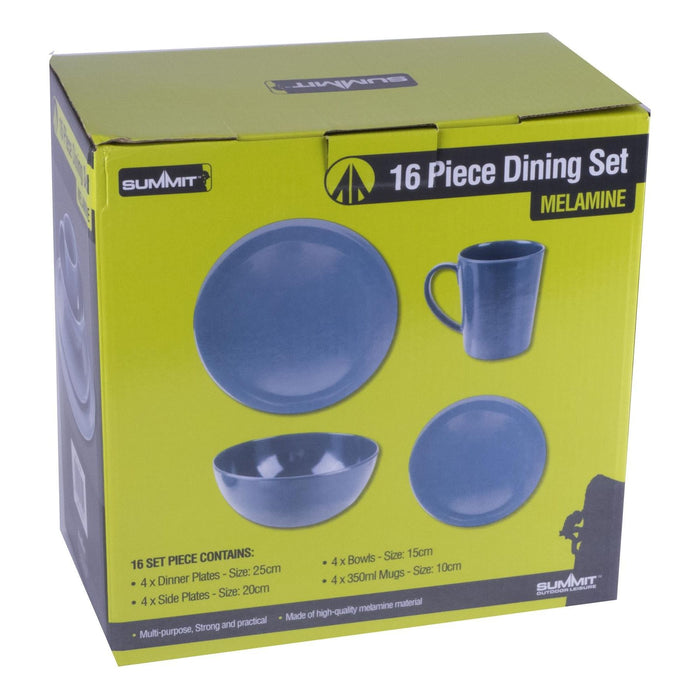 Summit 16 Piece Dining Set Grey Melamine Bowl Mug Plate Camping Picnic Travel Summit  - Dynamic Drive