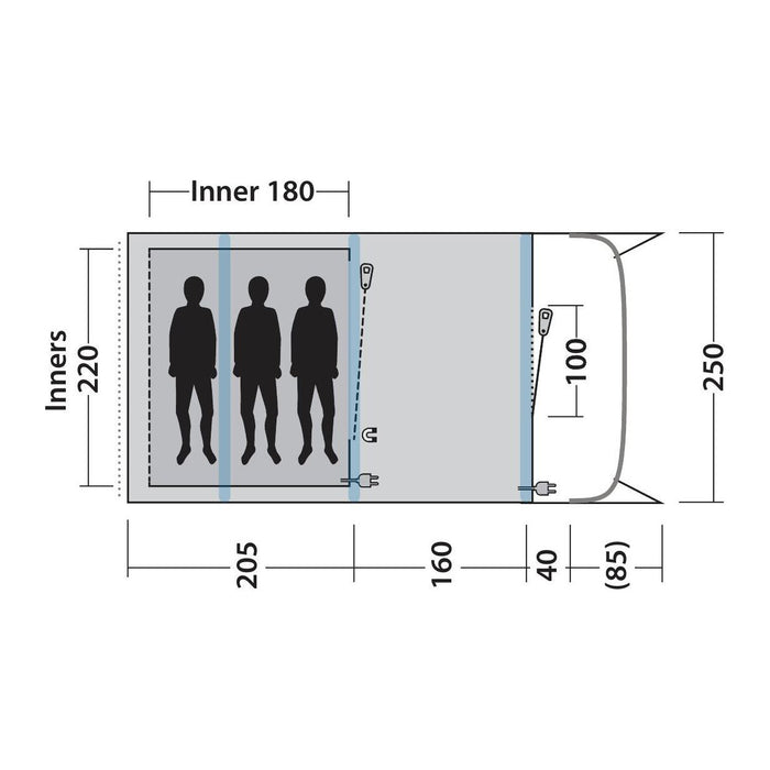 Outwell Sunhill 3 Berth Air Tent Two Room Tunnel Inflatable Tent Outwell  - Dynamic Drive