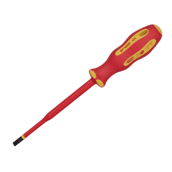 Draper XP1000 VDE Slimline Plain Slot Screwdriver, 5.5 x 125mm 02161 Draper  - Dynamic Drive