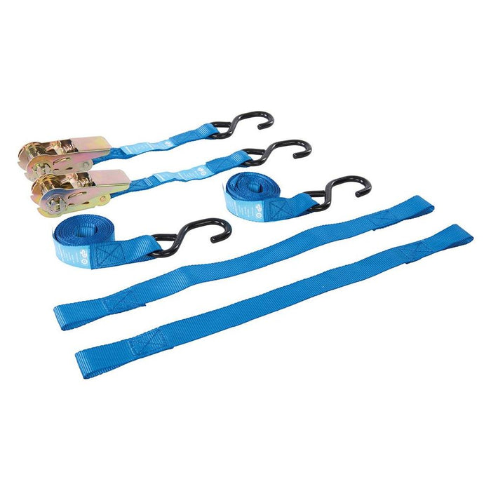 Silverline Motorbike Tie-Down Set 4pce Rated 350kg Capacity 700kg