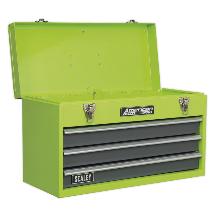 Sealey Portable Tool Chest 3 Drawer with Ball-Bearing Slides Hi-Vis & 93pc Tool Sealey  - Dynamic Drive