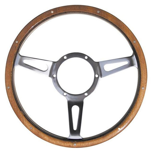 Classic 17" Traditional Classic Riveted Woodrim Flat Steering Wheel Mountney Classic  - Dynamic Drive