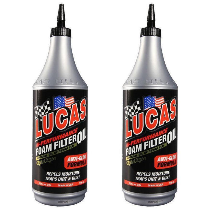 2 x Lucas High Performance Foam Air Filter Oil 946ml Anti-Clog made in USA