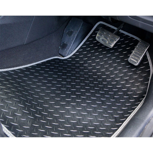 White Trim Tailored Black Rubber Car Mats for Suzuki Wag ON R Set of 4 UKB4C  - Dynamic Drive