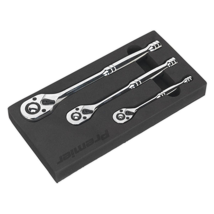 Sealey Ratchet Wrench Set 3pc Pear-Head Flip Reverse AK6672