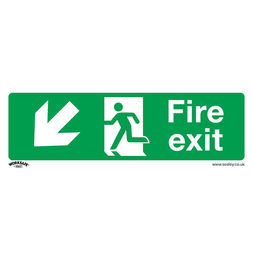 Sealey Safe Conditions Safety Sign Fire Exit (Down Left) Self-Adhesive Vinyl Pac Sealey  - Dynamic Drive