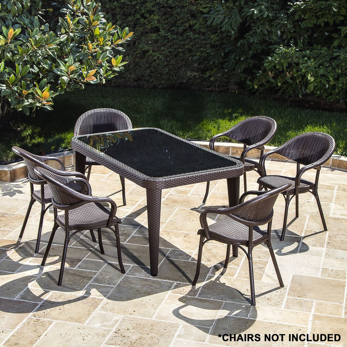 Dellonda Dining Tables with Tempered Glass Top 150 x 90 x 76cm - Dark Brown Dellonda  - Dynamic Drive