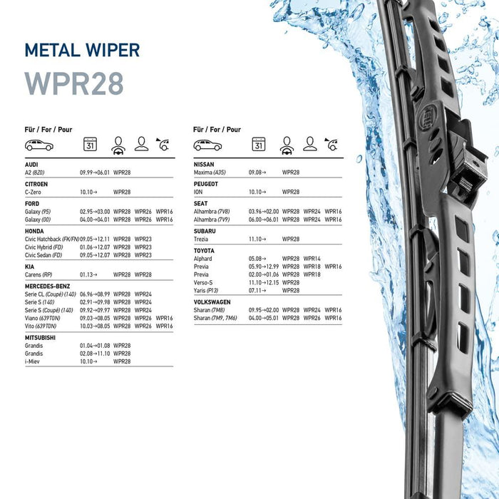 Hella Metal Wiper Wiper Blade WPR28 28" 700mm Front Quantity: 1 9XW 190 253-281 Hella  - Dynamic Drive