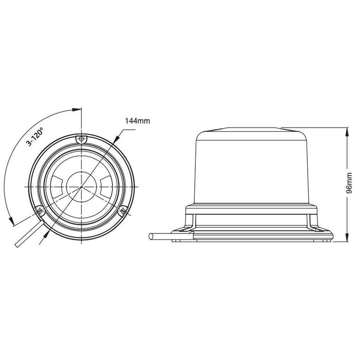 Ring Automotive RCV9810 4 Function Compact LED Beacon with 3 Bolt Fixing, 10/30