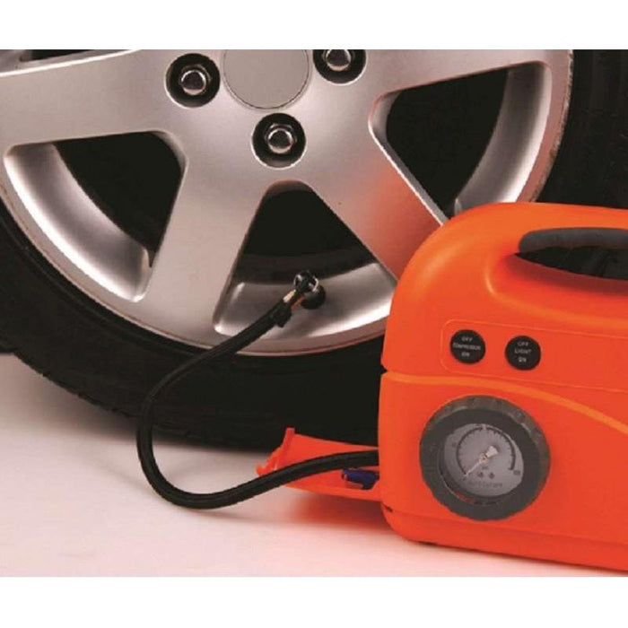 Heavy Duty RAC 12V 5 In 1 Air Compressor Torch Tyre Inflator Deflator Pump Town Parts  - Dynamic Drive