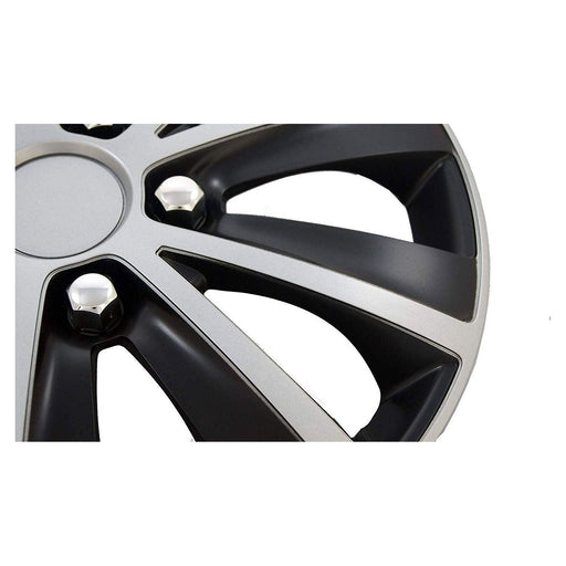 4 X 15" Black & Grey Stripe Multi-Spoke Wheel Trims Hub Caps Covers Protectors Versaco  - Dynamic Drive