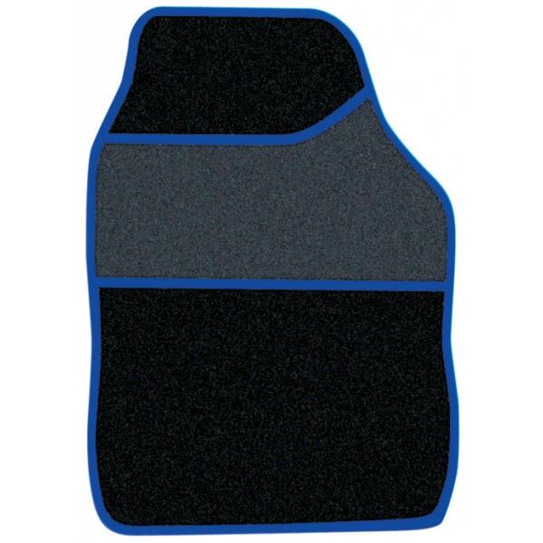 Streetwize Standard Universal Mat Set - Velour - Black/Blue Binding - 4 Piece