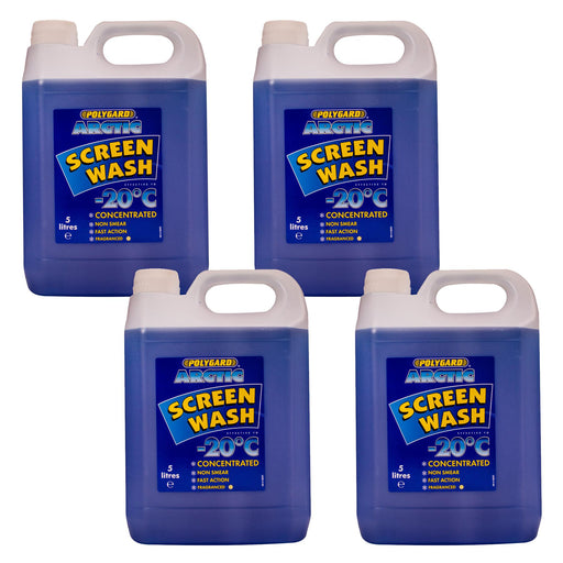 4 x Polygard Arctic Screenwash Concentrated Screen Wash Polyguard Non Smear 5L UKB4C  - Dynamic Drive