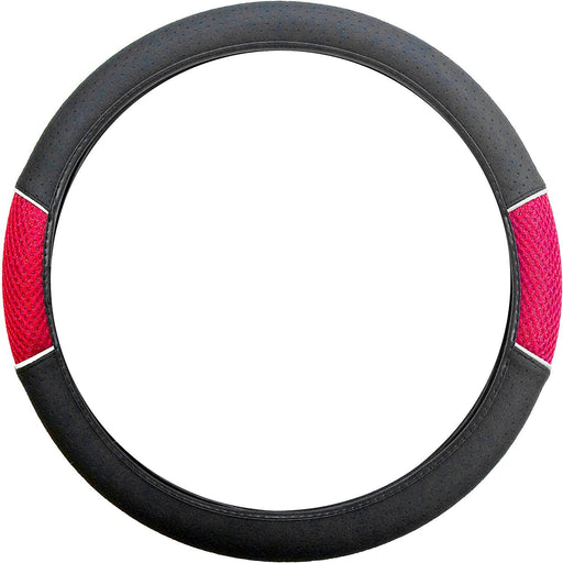 Red Black Steering Wheel Cover Soft Grip Mesh Look for Citroen C1 05-On UKB4C  - Dynamic Drive