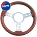 13.5" Traditional 3 spoke Deluxe Woodrim Steering Wheel With Polished Centre Mountney Classic  - Dynamic Drive