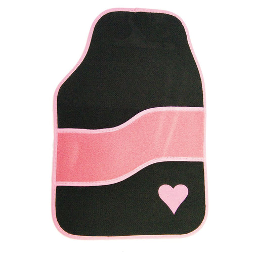 4 Set Black Pink Heart Velour Car Mat fits Peugeot 106 107 108 206 207 208 UKB4C  - Dynamic Drive