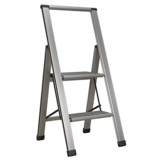 Sealey Aluminium Professional Folding Step Ladder 2-Step 150kg Capacity APSL2 Sealey  - Dynamic Drive