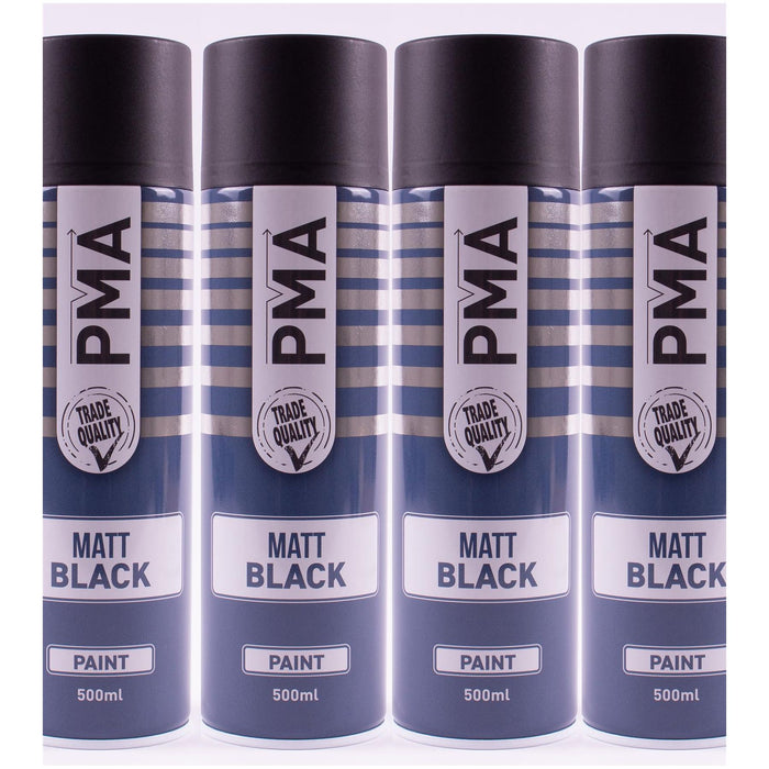 4x PMA Professional Matt Black 500ml Spray Paint High Coverage PMA  - Dynamic Drive