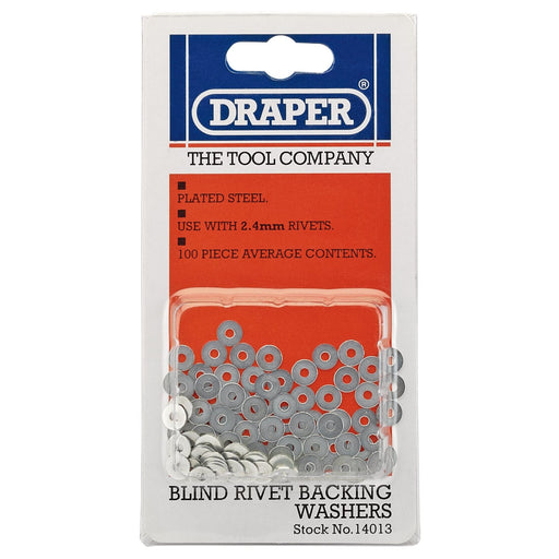 Draper Rivet Backing Washers, 2.4mm (100 Piece) 14013 Draper  - Dynamic Drive