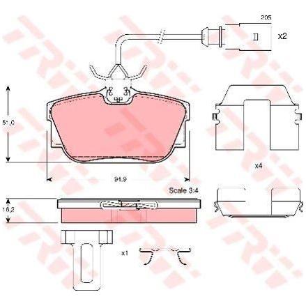 Genuine TRW Brake Pads (Rear) (R90) GDB1326