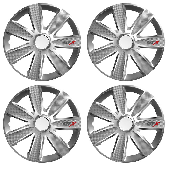 15" Inch GTX Carbon Grey Multi-Spoke Wheel Trim Hub Cap Covers Protectors UKB4C  - Dynamic Drive