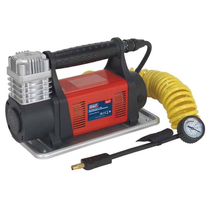 Sealey Tyre Inflator/Mini Air Compressor 12V Heavy-Duty MAC07 Sealey  - Dynamic Drive