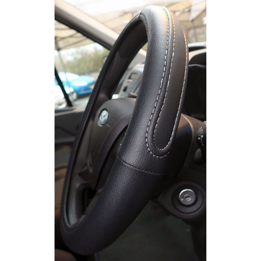 Black Steering Wheel Cover Soft Grip Leather Look for Tourneo Connect 13-On UKB4C  - Dynamic Drive