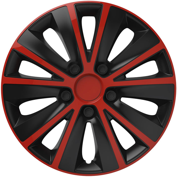 4 x Back & Red Alloy Look Wheel Trims Hub Caps 16" fits Polo Golf Fox Lupo UKB4C  - Dynamic Drive