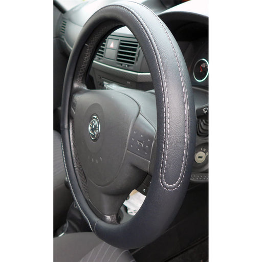 Black Steering Wheel Cover Soft Grip Leather Look for Agila All Models UKB4C  - Dynamic Drive