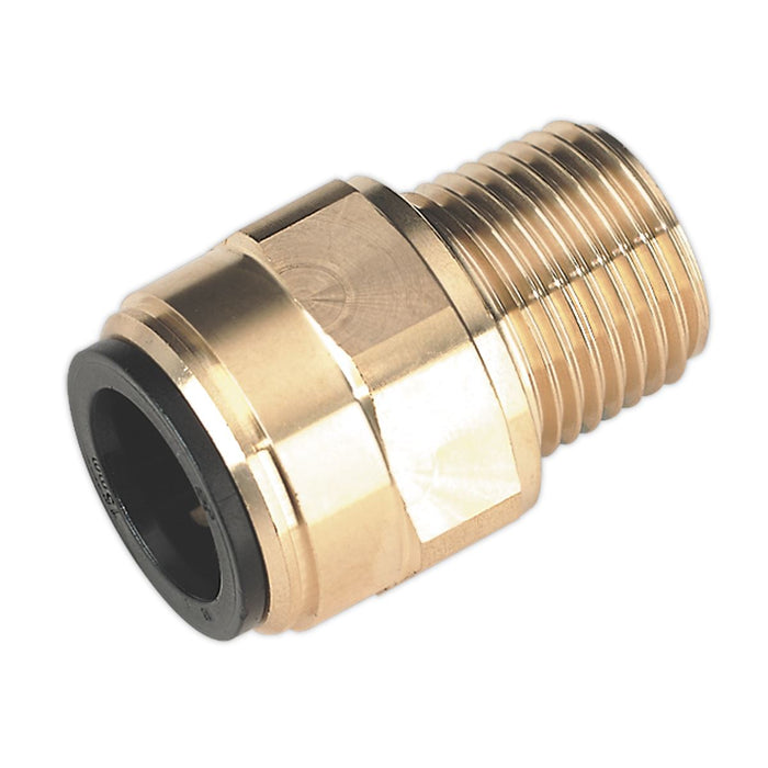 Sealey Straight Adaptor 15mm x 1/2"BSPT Brass (John Guest Speedfitï mm011504N)