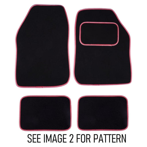 Tailored Red & White Trim Carpet Mats fits Citroen C1 14-18 + Clips 14 15 16 17 18 UKB4C  - Dynamic Drive