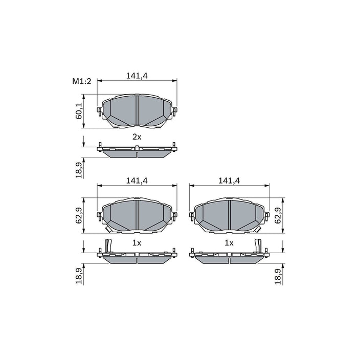 Genuine Bosch Brake Pad Set Bp2488 fits Toyota C-HR Hybrid - 1.8 - 16- 098642486