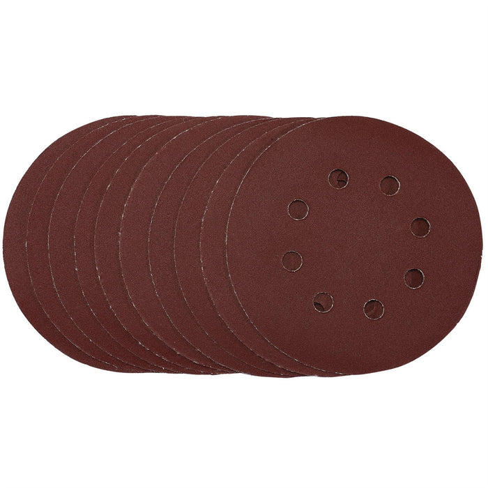 Draper Punched Sanding Discs, 125mm, Hook & Loop, 240 Grit, (Pack of 10) 54758 Draper  - Dynamic Drive