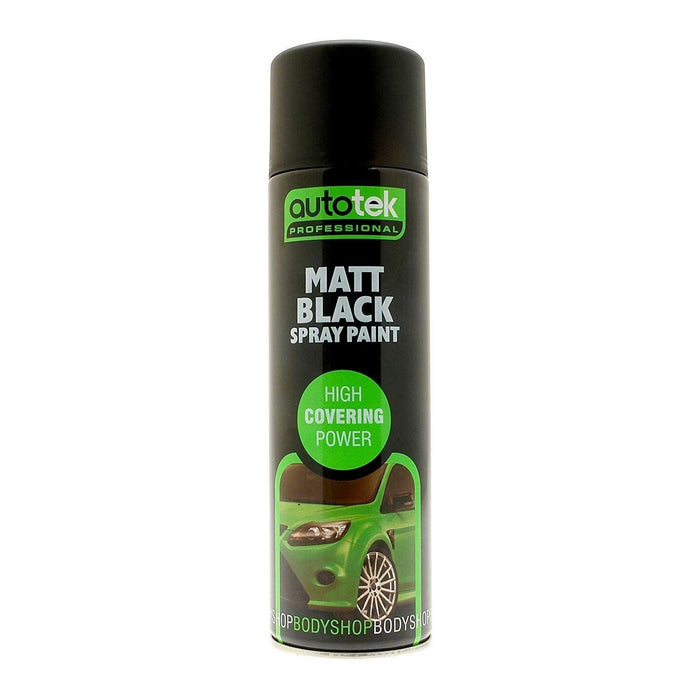 3 X Autotek Matt Black Paint Spray Aerosol 500Ml High Coverage Matt Black