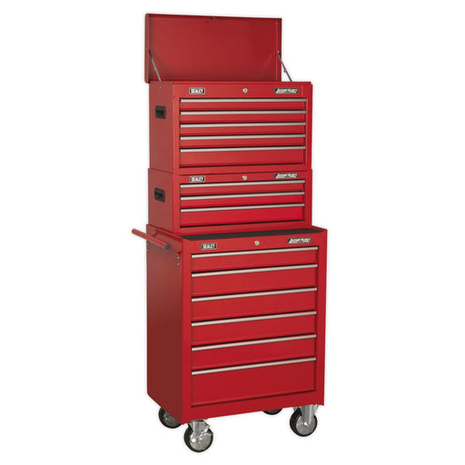 Sealey Topchest Mid-Box & Rollcab 14 Drawer Stack Red AP22STACK Sealey  - Dynamic Drive