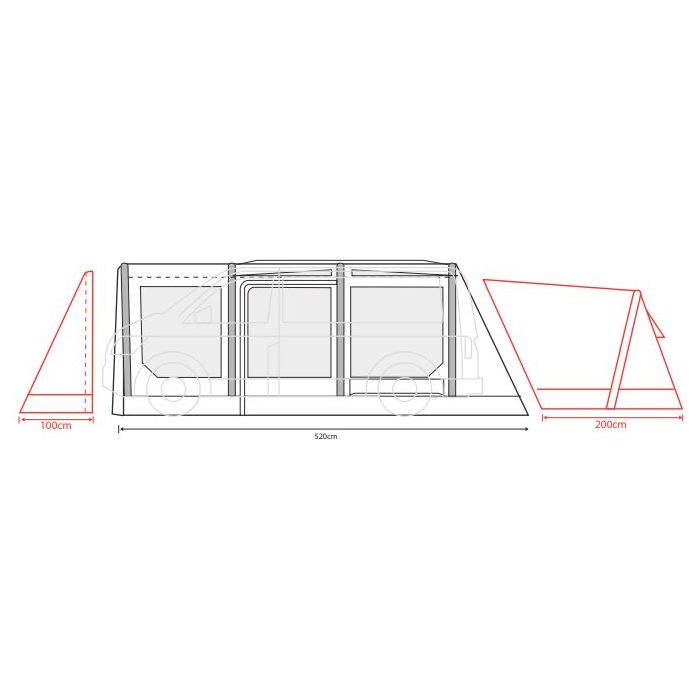 Outdoor Revolution Movelite EURO T4E Lowline Awning 180-220cm Euro model 2023