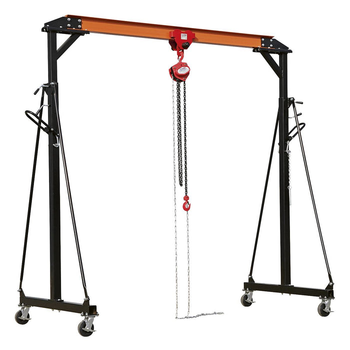 Sealey Portable Lifting Gantry Crane Adjustable 1 Tonne & Hoist Combo SG1000KIT Sealey  - Dynamic Drive