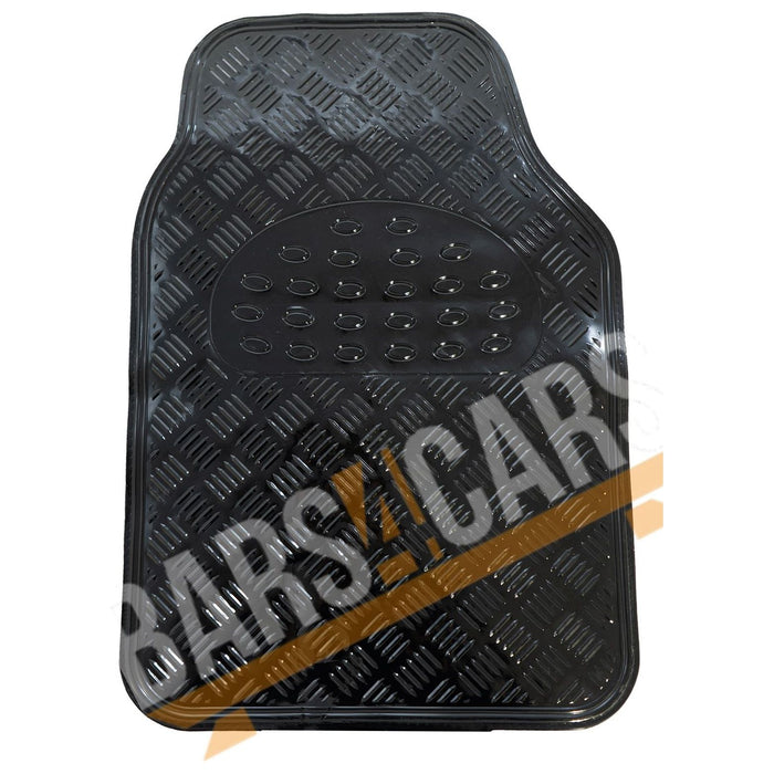 Black Checker Style Shiny Car Rubber Floor Mats Set 1, 2 & 3 UKB4C  - Dynamic Drive